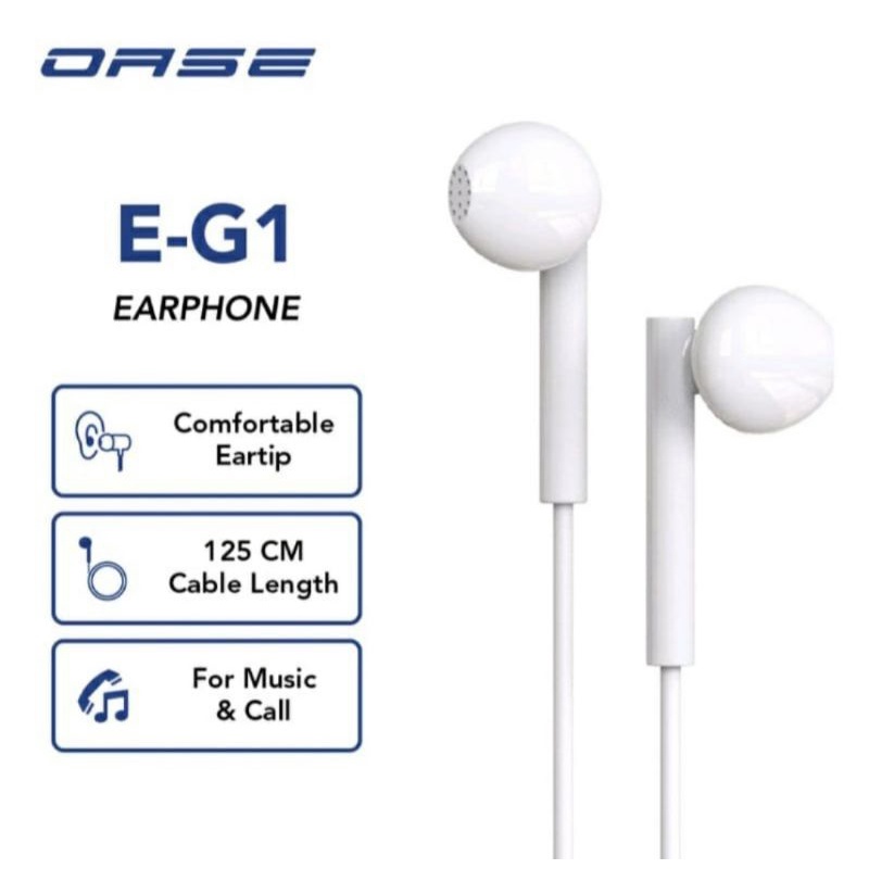 HEADSET EARPHONE OASE E-G1 125MM With Microphone Garansi resmi OPPO