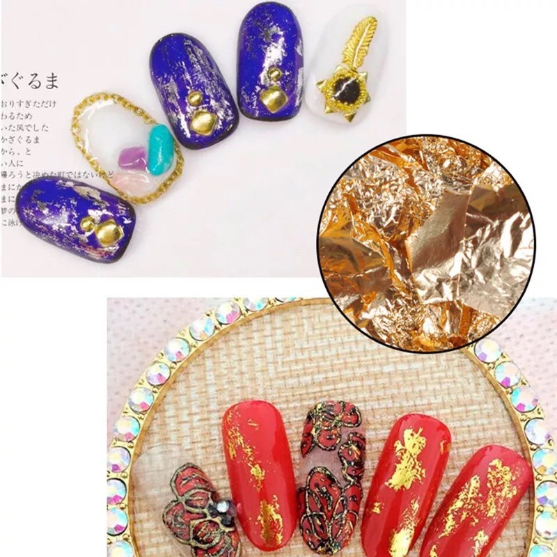 Nail Art Foil Paper gold dan silver Nail Decoration 3D