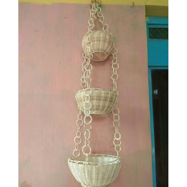 Pot Gantung Susun 3 / Pot Rotan Gantung