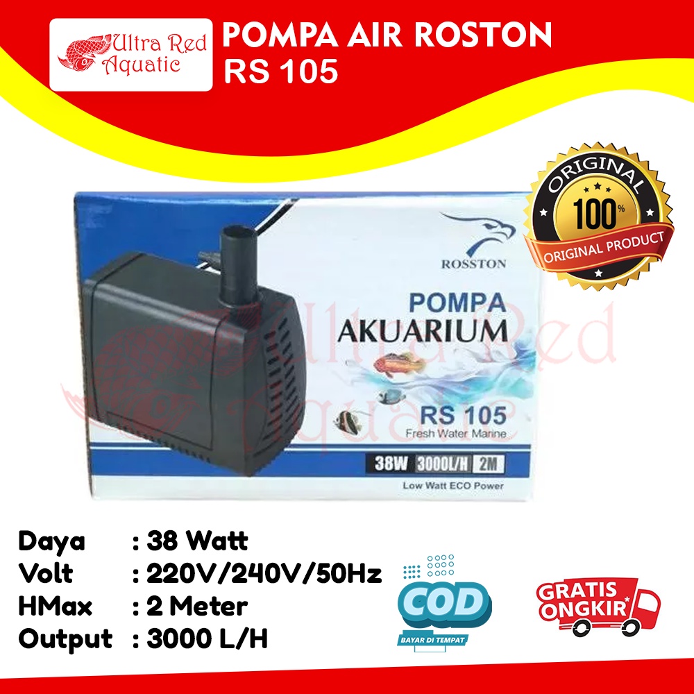 Rosston Pompa Air Celup Kolam Aquarium 105 RS 105 RS105 RS-105 LOW WATT