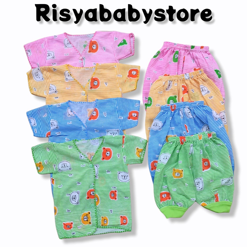 18 pcs / 9 stel Paket Hemat Baju Bayi Motif Salur/ Perlengkapan Baju Bayi Newborn / Perlengkapan Lahiran