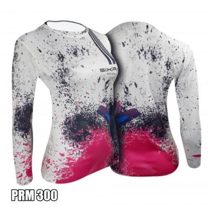 Sixpack Kaos Olahraga Wanita Lengan Panjang Full Printing