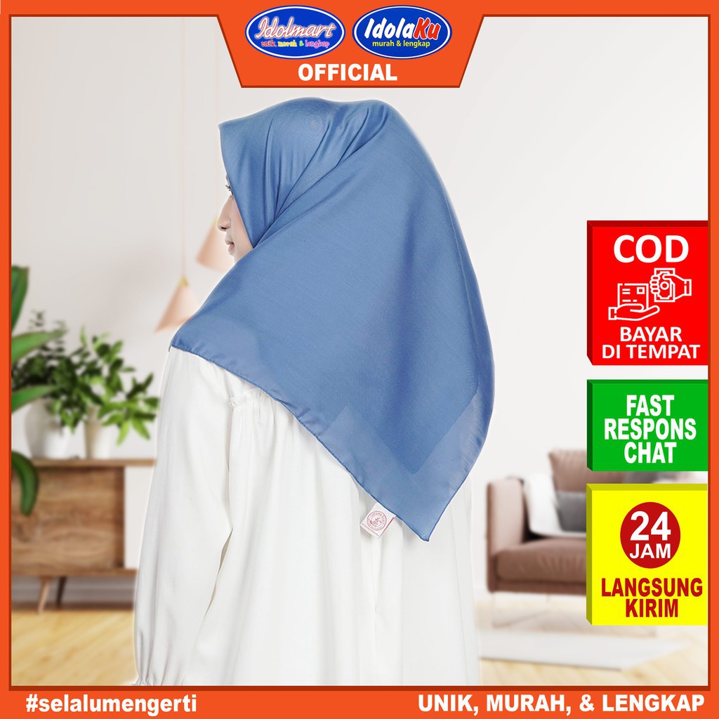 IDOLAKU Kerudung Umama Polos Segi Empat Voal Organic Plain Hijab segi empat Voal Organic Umamma scraf