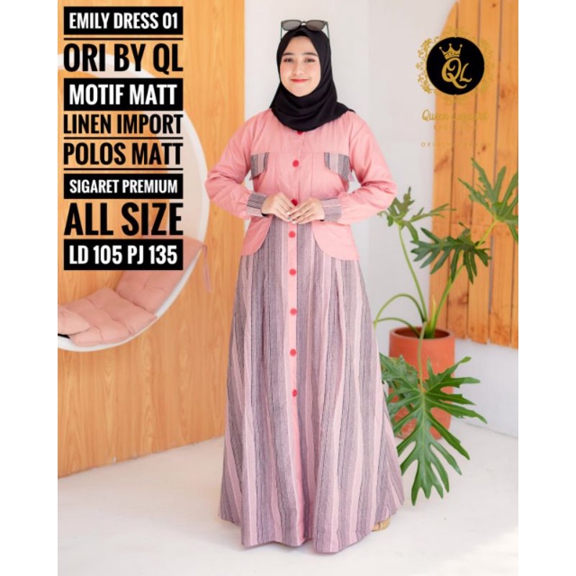 Rmilay Dress 02 ori QL/gamis/gamis murah/gamis kancing aktif/busui/murah/terbaru/kekininan/anjanisab