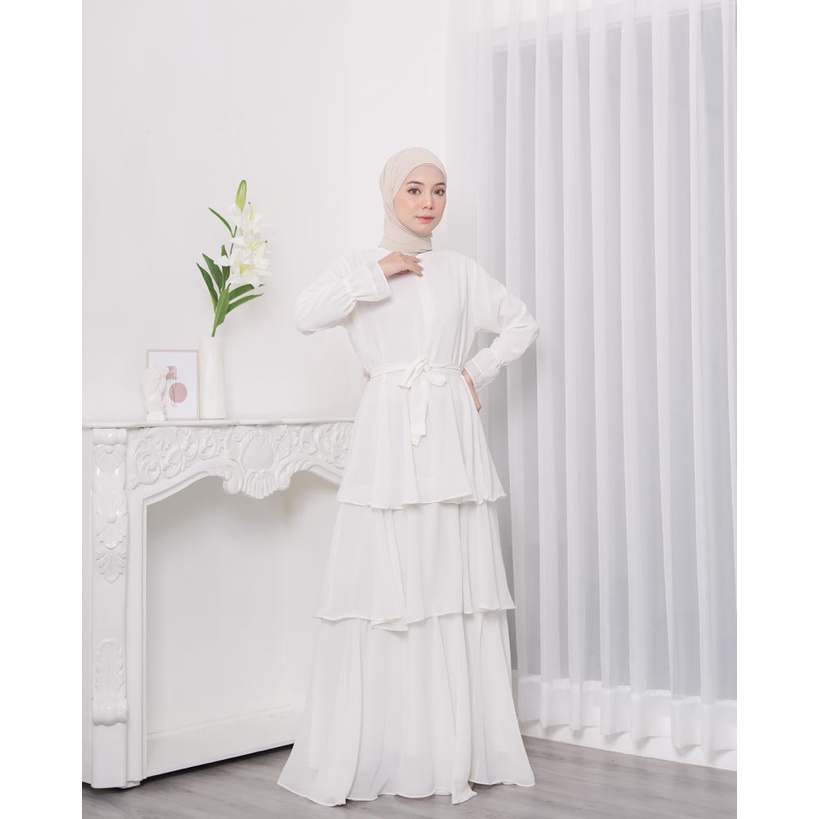 Be.gracious-KENZA DRESS gamis murah / gamis ceruty polos/ gamis busui putih /gamis hitam ceruty