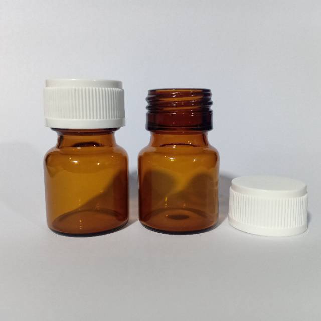 Botol kaca 10ml amber tutup plastik ulir coklat gelap