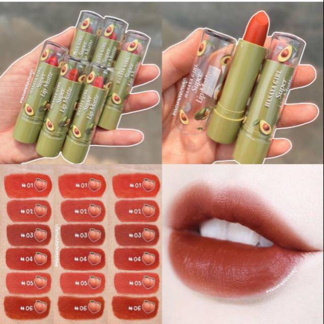 HASAYA GIRL LIPSTICK AVOCADO & SWEETCOLOR PEACH LIPSTICK (ECER)