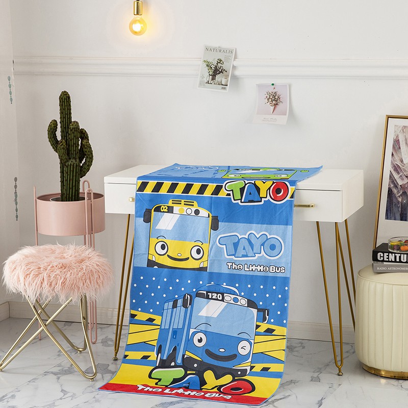 Handuk Anak Karakter 70x140cm Jumbo Dewasa anak2 Microfiber Mandi Lembut Besar Tebal Micro FIber H1-Tayo