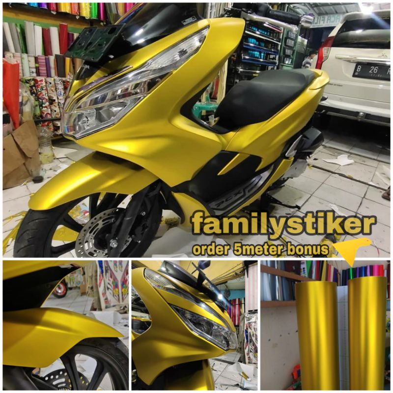 Skotlet gold mettalik skotlet motor gold matte skotlet stiker warna gold premium