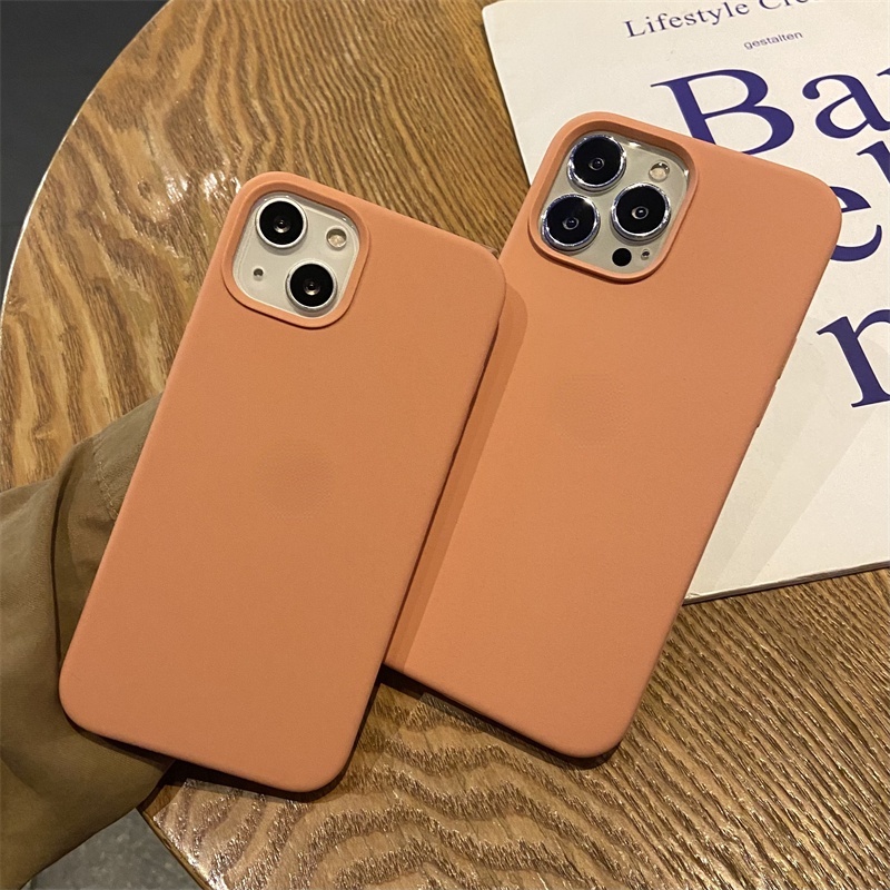 Soft Case Bahan Silikon Cair Warna Begonia Untuk IPhone 11 12 13 14 Pro X XR XS Max 6 6s 7 8 Plus