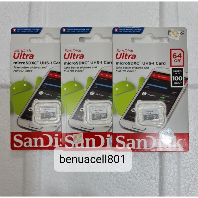 Memory Sandisk kartu memory sandisk micro sd 64 GB original