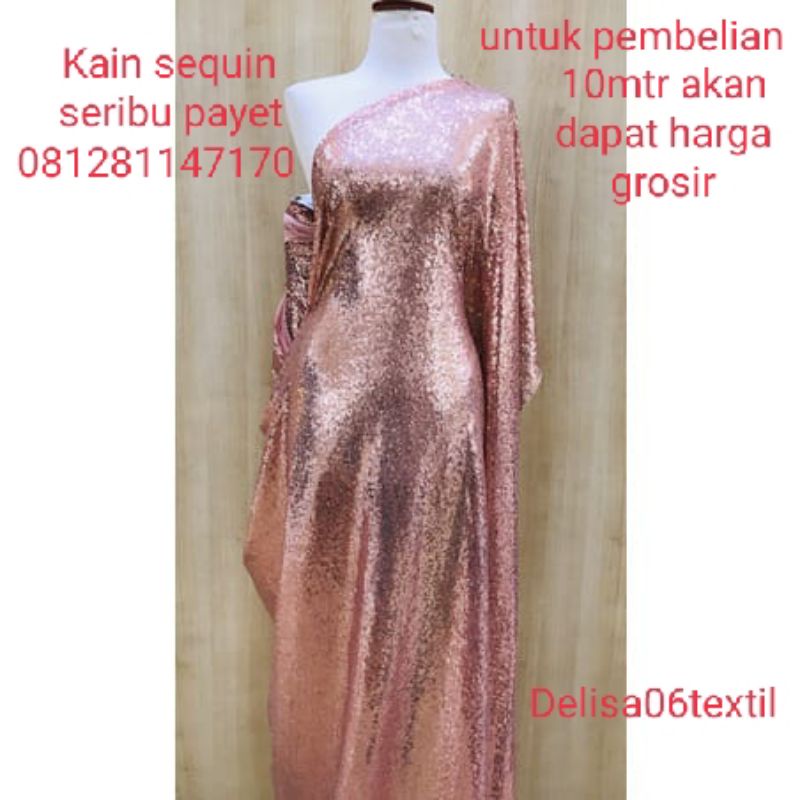 (Kain sequin dusty pink) kain tile,tule sequin 1000 Payet,kain dekorasi,kain hiasan,kain sequin mura
