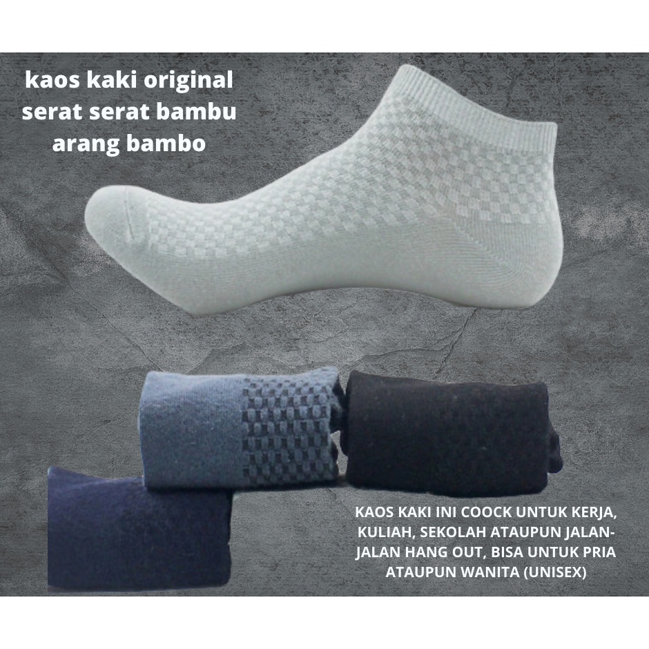 BEST SELLER!!! Kaos Kaki Original Serat Bambu Arang Bamboo Pendek Semata Kaki Pria Ukuran All size