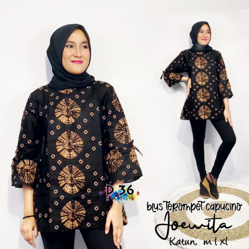 Blus Blouse kerja sogan kombinasi katun coklat lawasan capucino Atasan Baju batik wanita abg Remaja simple sekolah kuliah pendek putri santai pendek kasual kerja kuliah dolan sekolah murah seragam kembaran uniform ld 102