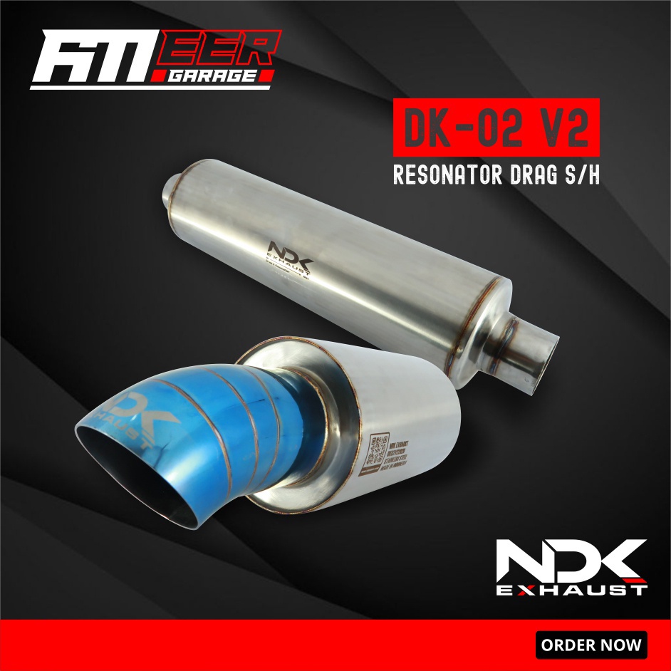 Knalpot Mobil Racing NDK Exhaust DK-02 V2 + Resonator Drag (Bass Dry)