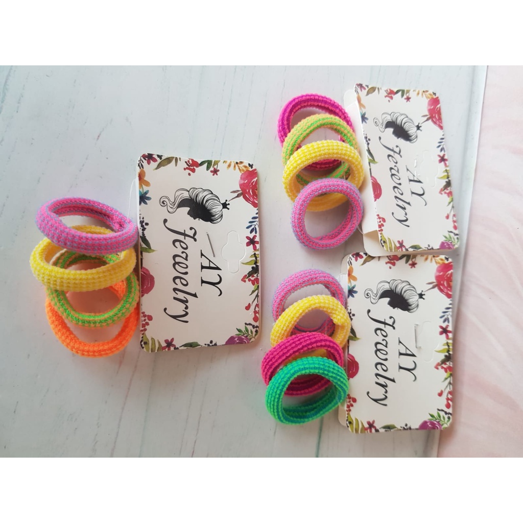 JKSNASEMKA22 - IKAT RAMBUT ELASTIS DIAMETER 2 CM PER CARD 4 PCS-1