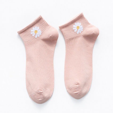 HaiWai COD KAOS KAKI ANKLE SOCK MOTIF BUNGA DAISY WARNA WARNI SEMATA KAKI U16-PINK