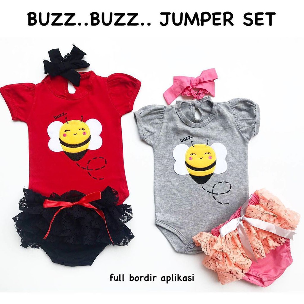HAMPERS SAKURA / BUZZ Baju Setelan Jumper Rok Bunga Bandana Sepatu Pergi Lucu Fashion Anak Bayi Perempuan Cewek Murah-4