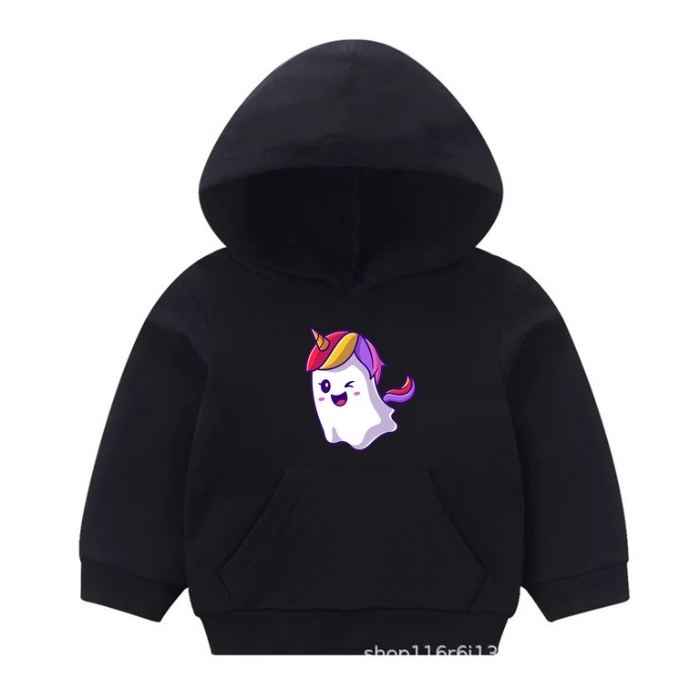 Hoodie Ghost Unicorn Sweater Pakaian Anak M - XXL