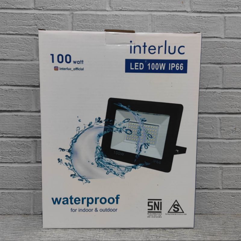 INTERLUC LAMPU SOROT LED 100W 100 WATT FLOOD LIGHT LED TEMBAK OUTDOOR SNI BERGARANSI