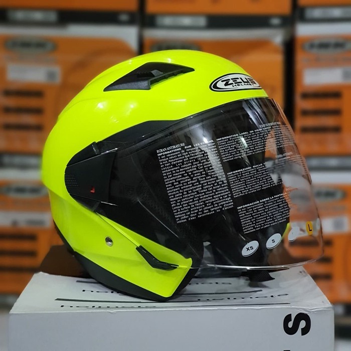HELM ZEUS 611 SOLID YELLOW FLUO DOUBLE VISOR