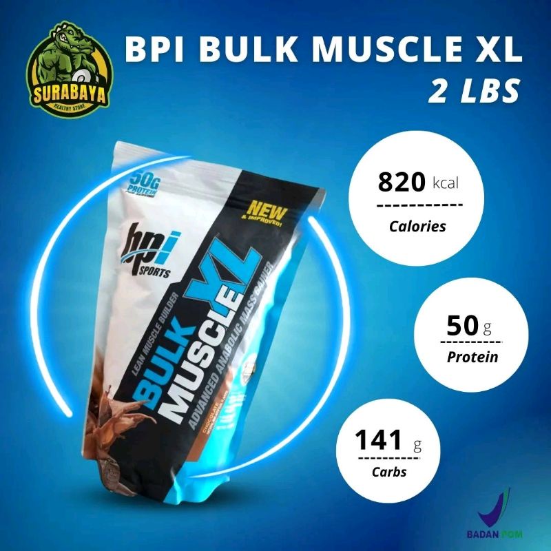 BPI Sports Bulk 2 Lbs Muscle XL Mass Gainer BPOM Weight Gain Susu Fitness Gym Penambah Berat Badan Trial Size Not Ecer Eceran Keteng 12 15 Lbs