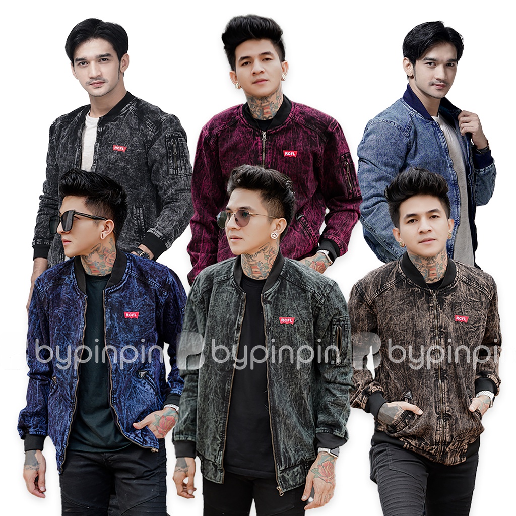 Jaket Jeans Bomber Original Rocafela - Jaket Jeans Bomber - Jaket Jeans Bomber Premium - Wsky Collec