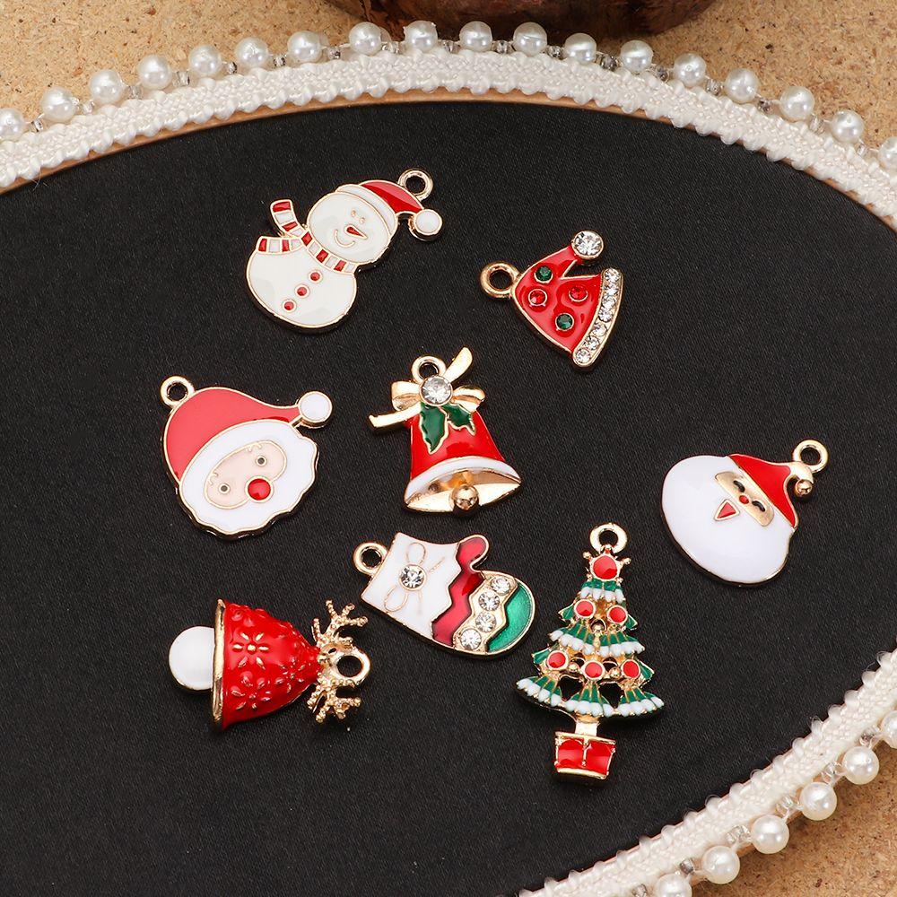 Solighter 10pcs/lot Enamel Charms DIY Handmade Anting Kalung Santa Claus Liontin