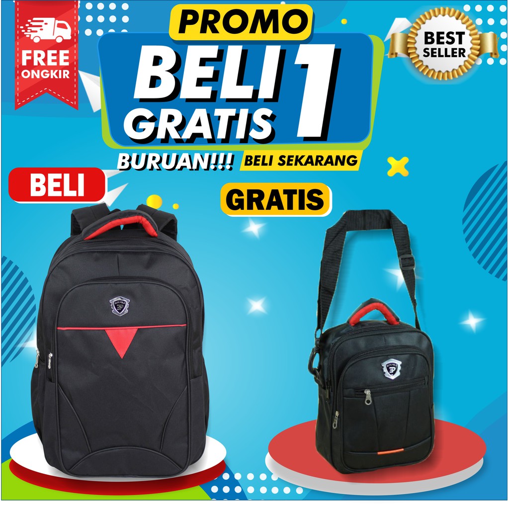 BELI 1 GRATIS 1 RANSEL POLO PREMIUM TAS GENDONG SEKOLAH KERJA SELEMPANG HITAM KECIL SLEMPANG MURAH