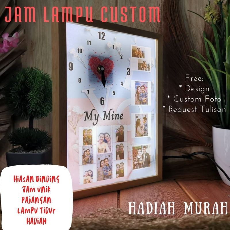 [HADIAH MURAH] Lampu Hias Jam Dinding Custom Kamar Tidur Ruangan