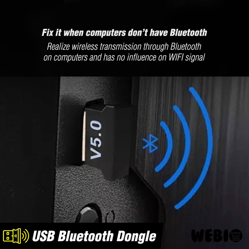 USB Bluetooth Adapter 5.0 Dongle Wireless Receiver PC Laptop Komputer Blutut Mini External