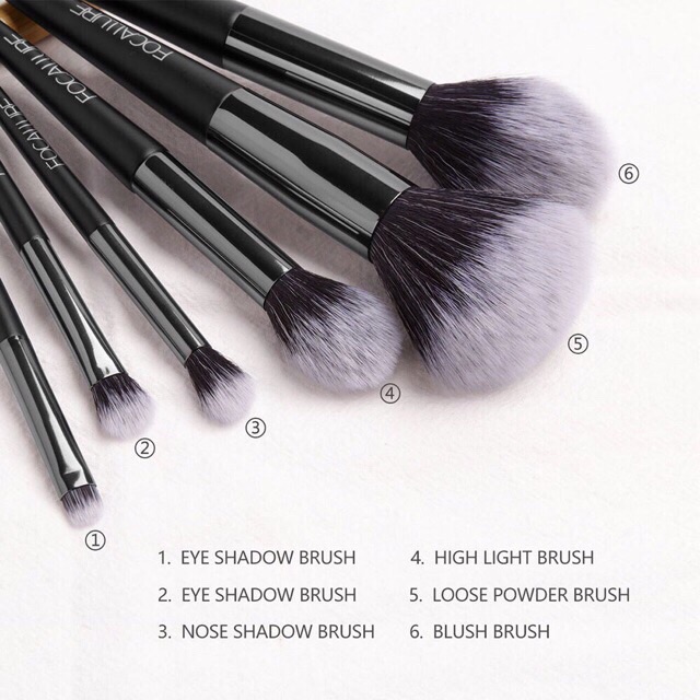 Focallure 10 Pcs Eyeshadow Blending Makeup Brush / Kuas Set + Pouch
