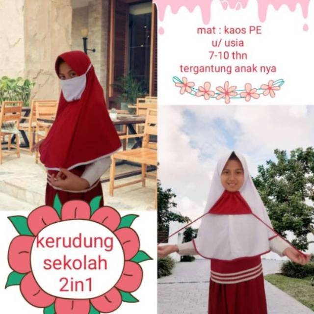 HIJAB JILBAB MASKER ANAK SEKOLAH SD KAOS SUPER