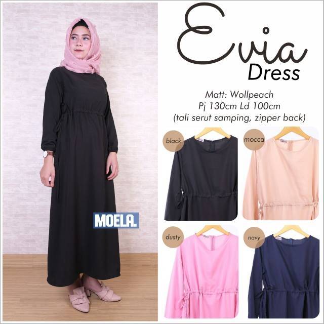 Gamis polos evia dresa original moela