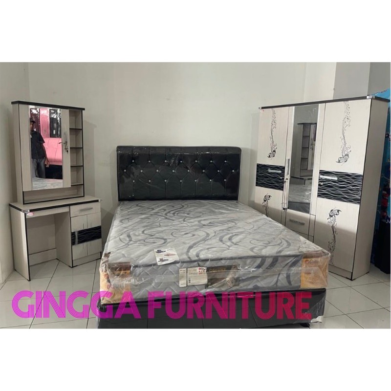 KASUR SATU SET KAMAR TIDUR SET KASUR CENTRAL DIVAN LEMARI MEJA RIAS