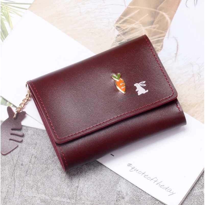 FINOM WORTEL - Dompet Mini Lipat Wanita Motif Polos Trendi