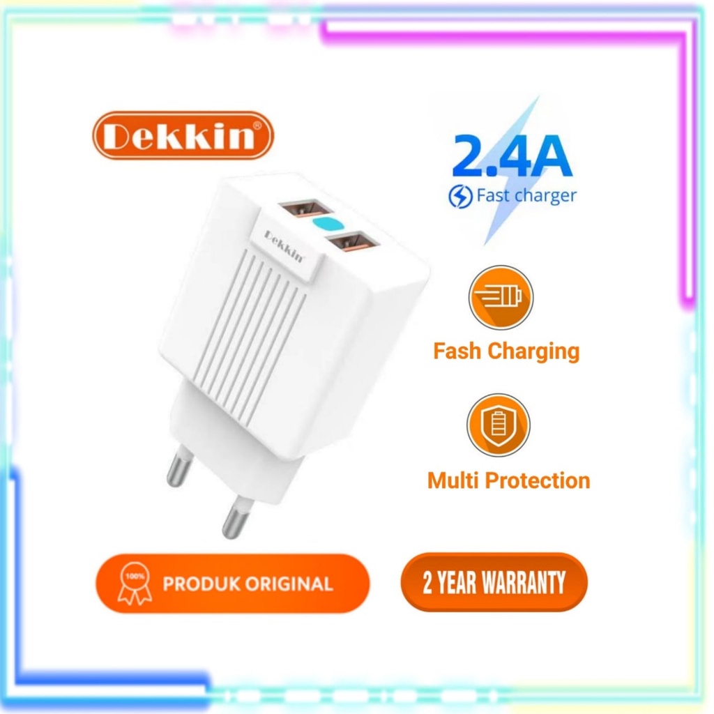 CHARGER DEKKIN DK 658 2.4A 2 USB FAST CHARGING + KABEL DATA