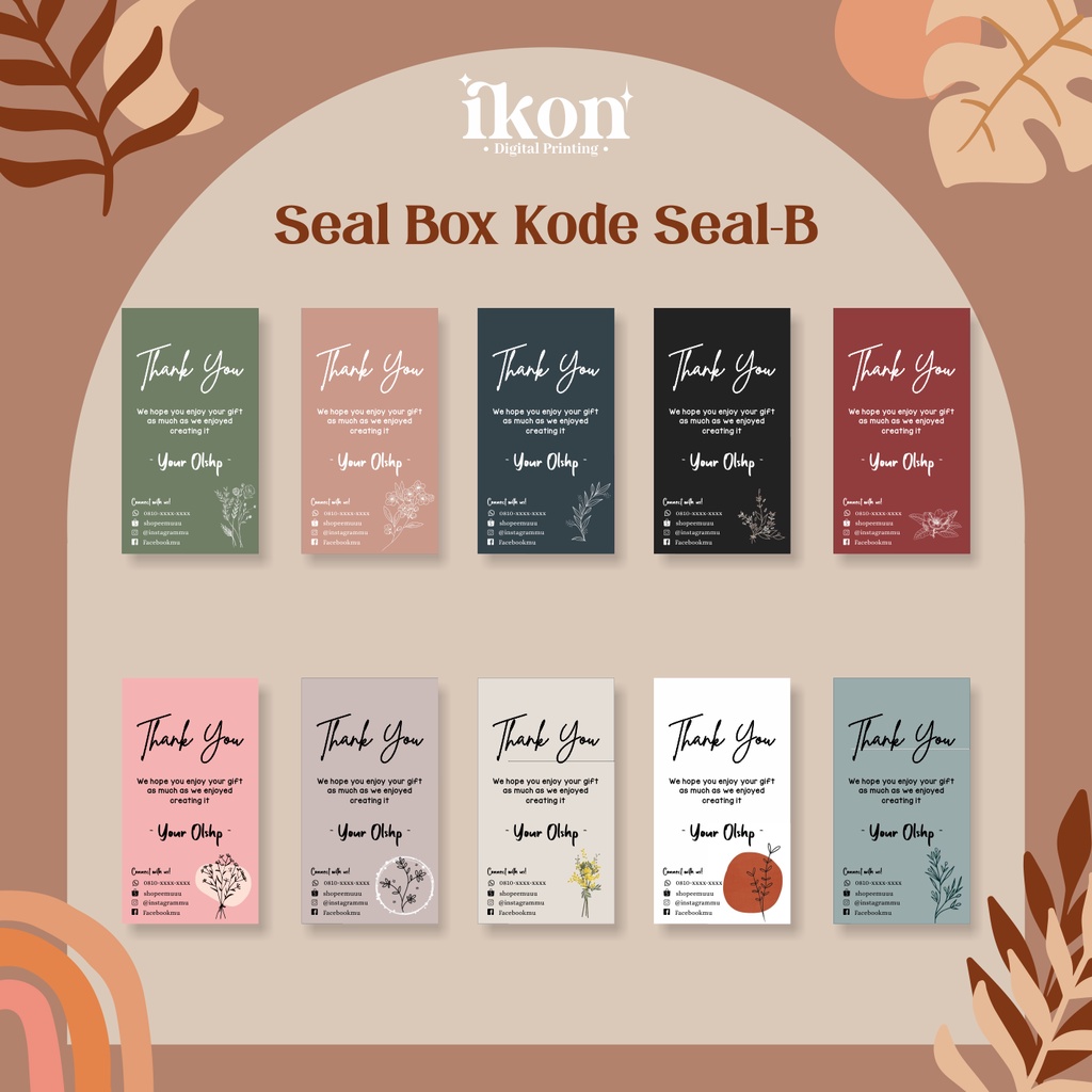 

SEAL STIKER SEGEL BOX, STICKER PACKAGING, LABEL, LOGO OLSHOP UKURAN 5CMx9CM KODE SEAL-B