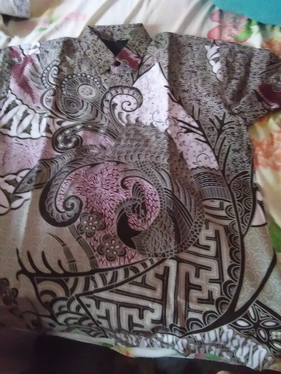 Minulya Ndolop Pink Kemeja Batik Pria Lengan Panjang Lapis Furing