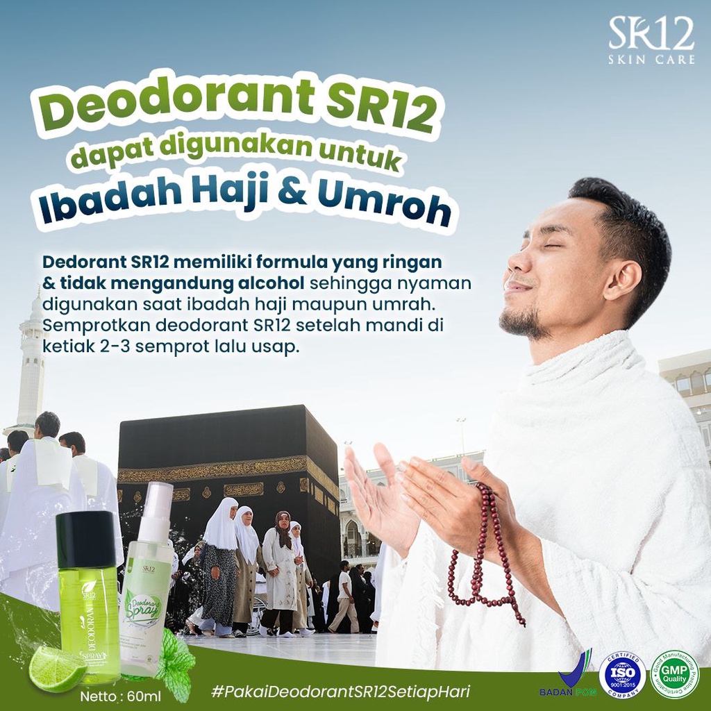 Deodorant Spray SR 12 Herbal Ampuh Atasi Bau Badan Keringat Berlebih Mencerahkan Ketiak BPOM 60 ml