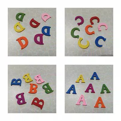 1 BUAH - 2.5 CM HURUF KAYU ALPHABET WARNA | ABJAD KAYU BESAR