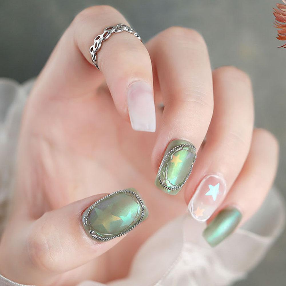 AUGUSTINA Agustina Nail Art Sequin Charm Glitter Cinta Hati Bentuk Bulat Manikur Aksesoris