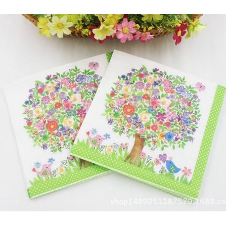 Decoupage Napkin - Tissue Decoupage 2Ply FL - Colorful Flower Tree