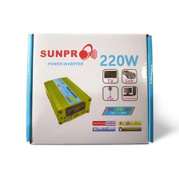 Power Inverter 220W DC 12V - AC 220V HIGH QUALITY SUNPRO