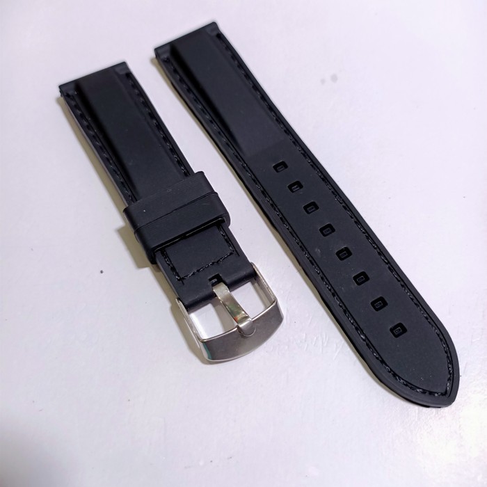 tali jam tangan karet ukuran 20mm warna Hitam