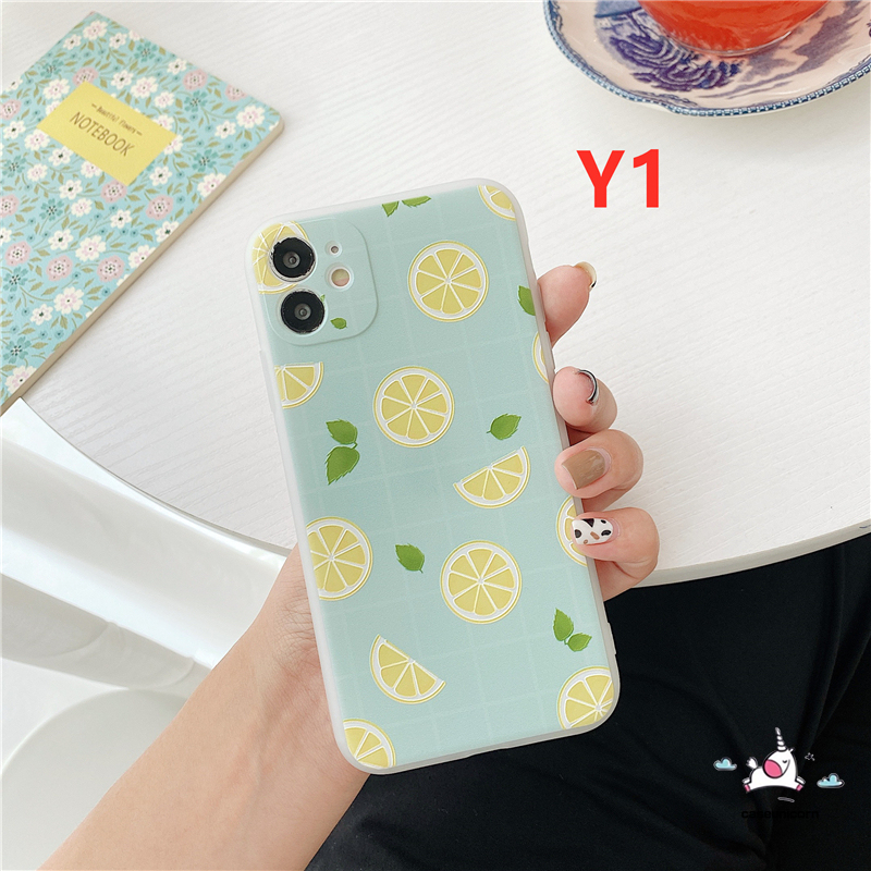 Case Samsung A50 A50s A30s A12 A52 A32 A72 A02s A51 A71 A21s A11 M11 J2prime J7prime A10s A20 A30 A10 A20s A750 M10 A70 A7 2018 3D Embossed Cute Fruit Lemon Soft TPU Cover Oppo A92 A52 A72 A53 2020 A33 2020 Reno4-1