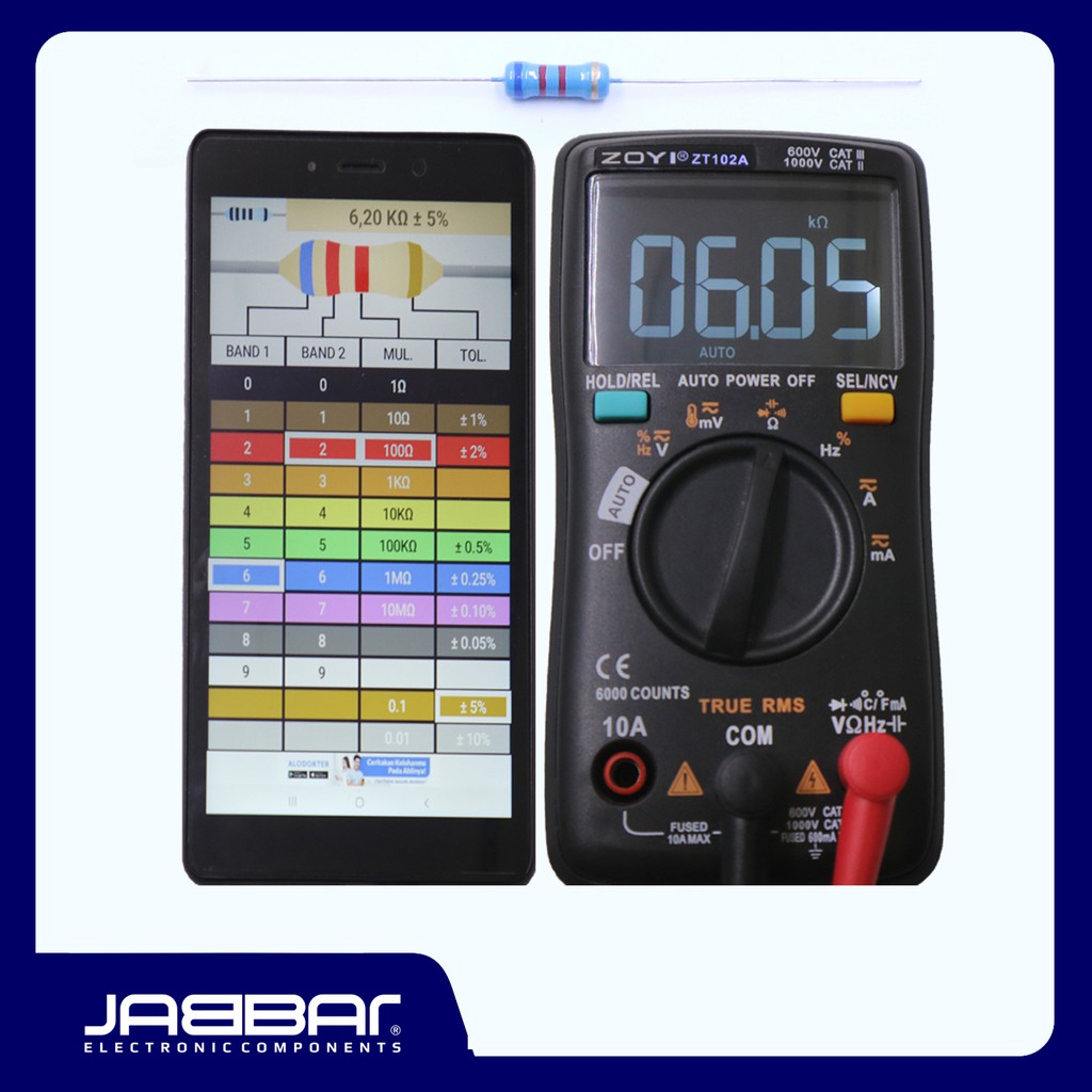 RESISTOR 6K2 OHM 1/2W 5% DIP (6,20K OHM) - BIRU - 10PCS