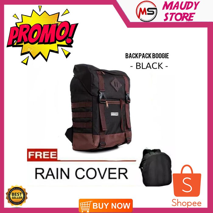 TAS RANSEL CLASSIC GREY TAS PRIA TAS BACKPACK BOOGIE - BOOGIE BLACK