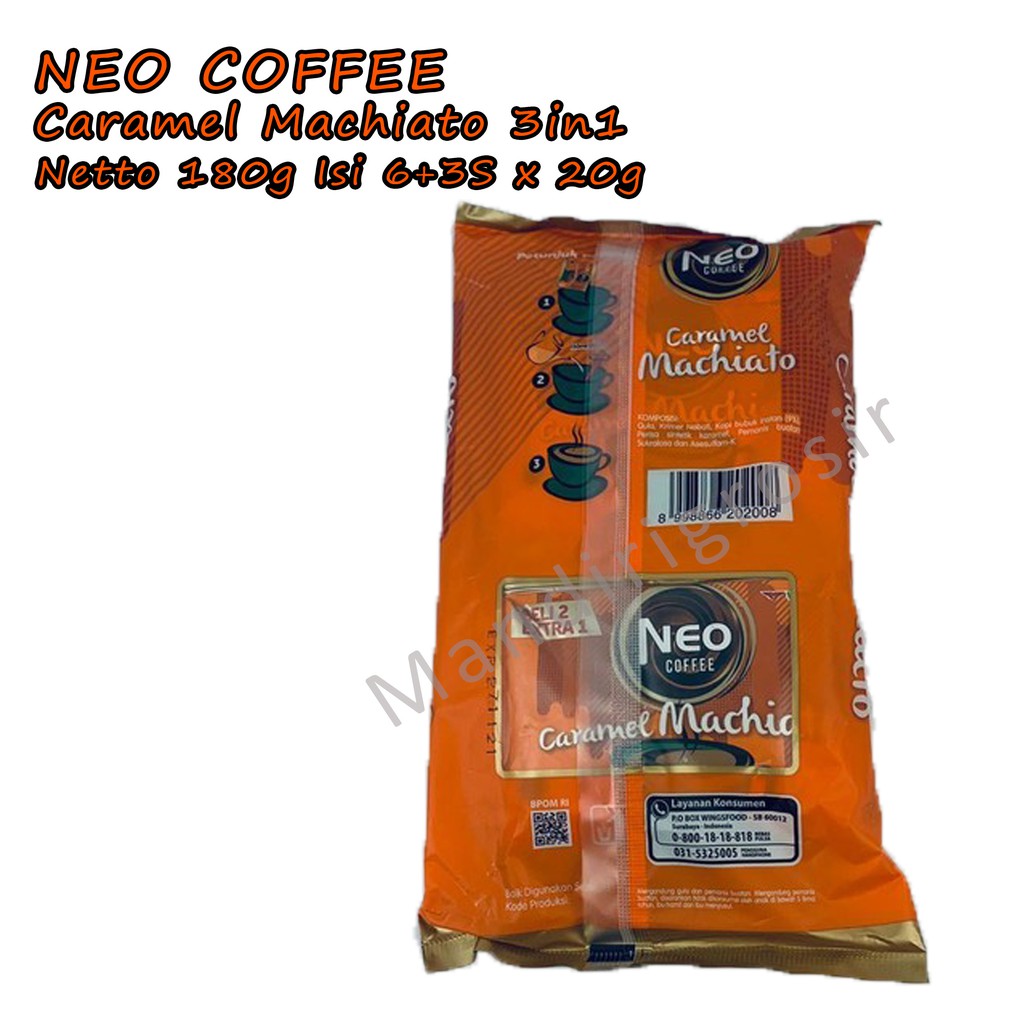 * Neo caffee * 3 in 1 * isi 6+3 * Kopi instan * Caramel Machiato