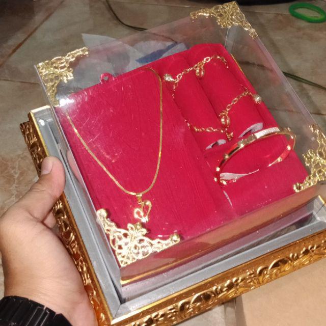 Kotak Cincin Gelang Kalung Frame Tutup Mika Untuk Seserahan/ Lamaran Fcgk